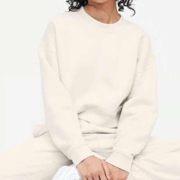 MATE The Label Fleece Crop Sweatshirt | Bone Color - Picture 3 of 5